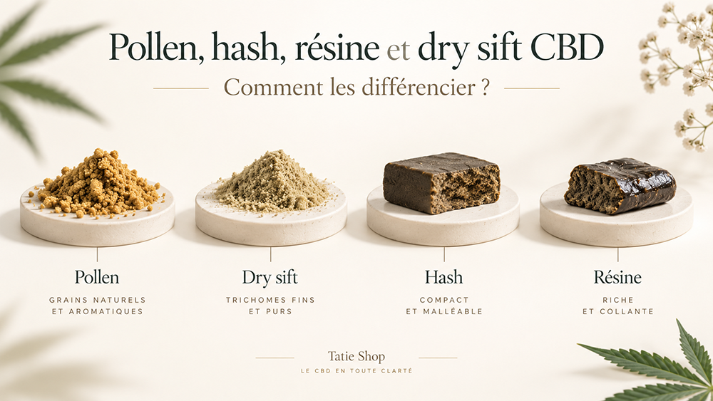 Comment différencier pollen, hash, résine et dry sift CBD ?