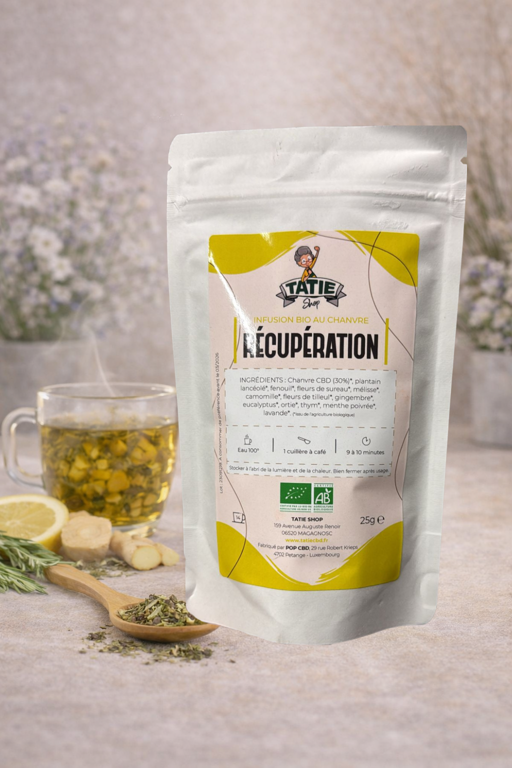 Infusion Bio "Récupération" 30% CBD - Tatie CBD Shop